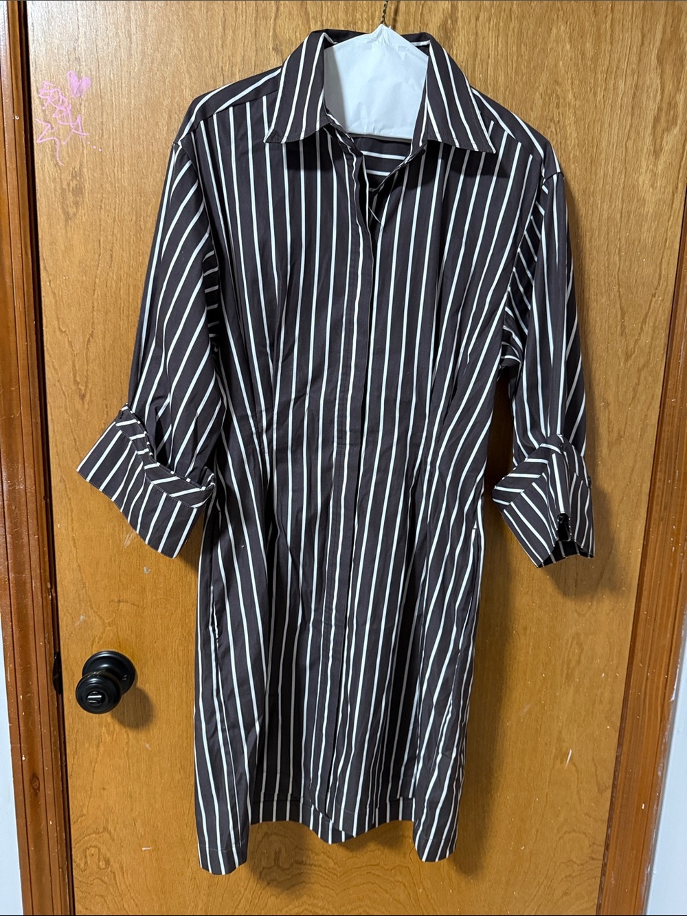 Madewell Black and White Striped Mini Shirt Dress